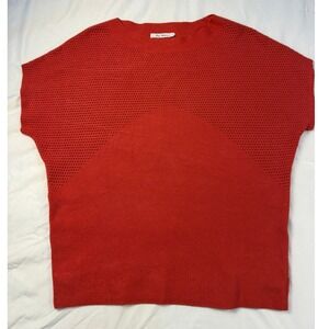 Vila Milano Orange Knit viscose textured Short Sleeve Mesh Small Career Academia